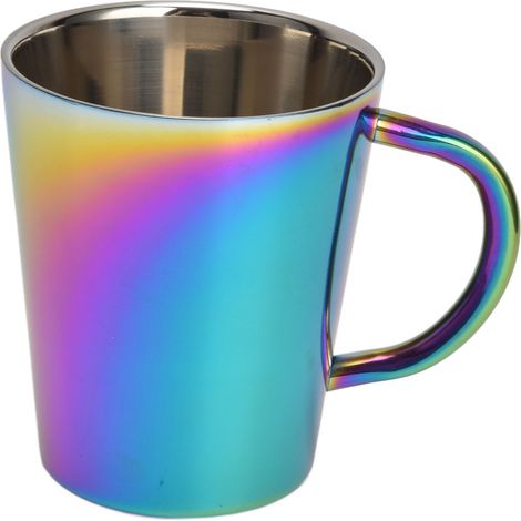 Verre isotherme 304 acier inoxydable 300ml, tasse Marc avec poignée, double paroi irisé. (1/5)