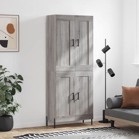 Highboard Grau Sonoma 69,5x34x180 cm Holzwerkstoff