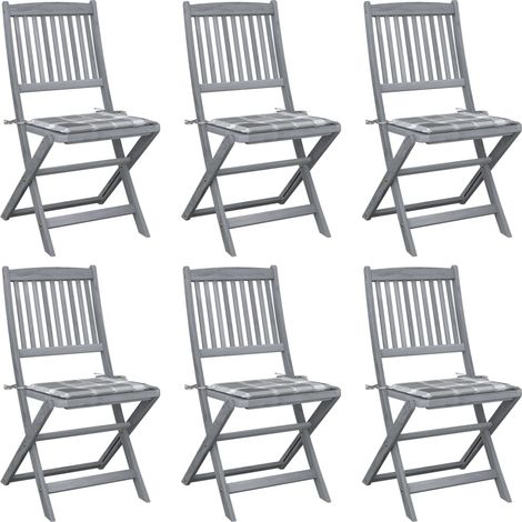Maison Exclusive - Sillas plegables 6 uds cojines madera maciza a (1/5)