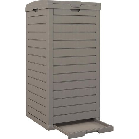 Poubelle d'Extérieur 118L, Poubelle de Jardin avec Couvercle, Poubelle Deco Rectangle avec Bac de Récupération, 40 x 40 x 86 cm (2, Marron) (1/5)