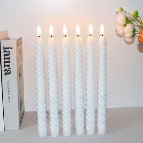 Confezione da 6 - Candele a spirale bianche senza fiamma con telecomando, candele a LED lampeggianti alimentate a batteria - 25,5 cm (1/2)