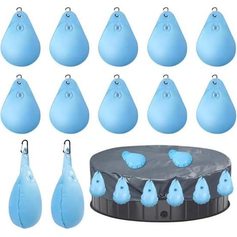 Lot de 12 sacs muraux pour piscine Sac à eau Bâche de protection d'hiver Sac de lestage Poids de couverture de piscine avec (1/5)