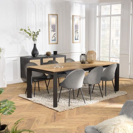 MAXENCE - Table à manger rect. ext 220/320cm bois teck recyclé (1/5)