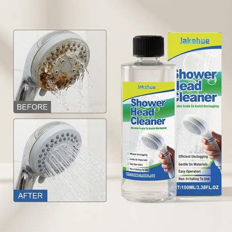 Duschkopfreiniger, sanftes Pflegemittel, für die tägliche Reinigung des Duschkopfs im Badezimmer, wasserabweisend, entfernt Wasserflecken, sorgt für Glanz und Sauberkeit – 100 ml -- BIEMMEDUE (1/5)