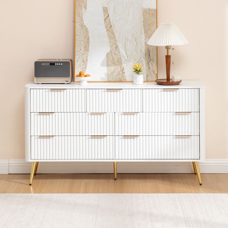 Cómoda de Almacenaje con 7 Cajones, Guías de Cierre Suave y Dispositivo Antivuelco, 145×40×80 cm (1/5)