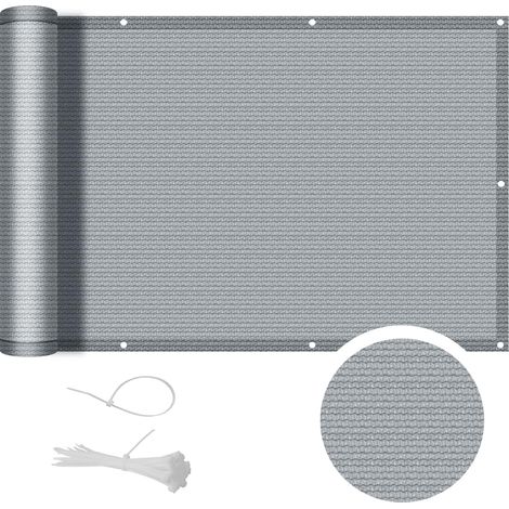 Brise-vue pour balcon, coupe-vent et résistant aux UV, filet de protection solaire 90x500 cm, gris