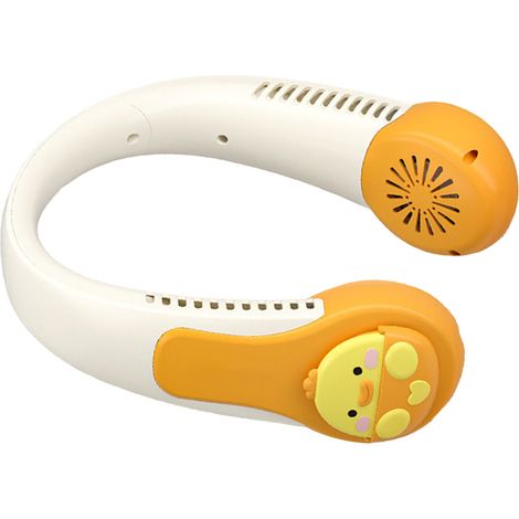 Nackenventilator mit Cartoon-Motiv, tragbar, USB-aufladbar, leiser Betrieb, verdrehsicher, mit eingebautem Akku, für Kinder, Erwachsene und Outdoor-Sportarten. (1/5)