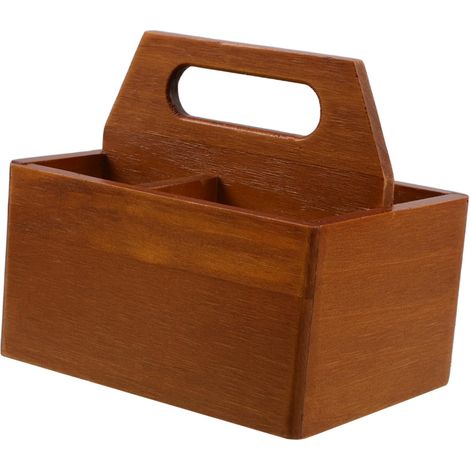 Boîte de Rangement Bois avec Poignée Robuste Organisateur Vintage à Compartiments pour Sachets de Thé Cosmétiques et Fournitures de Bureau Meuble de Bureau Pratique (1/5)