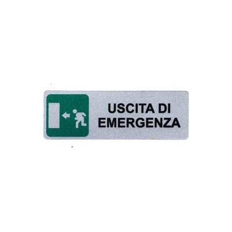 TARGHETTA ADESIVA USCITA DI EMERGENZA (FRECCIA A SINISTRA)- - cm.15x5h. - 10 pezzi