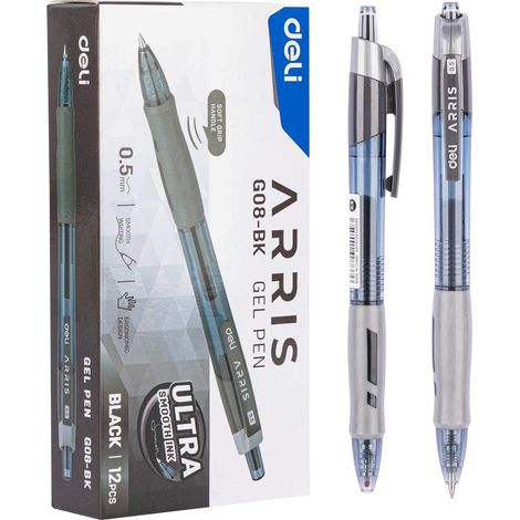 DELI Roller retractil gel Arris punta 0,5mm negro