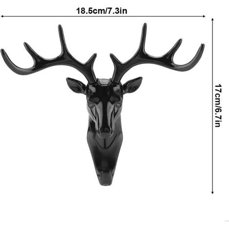 Crochet mural - - Tête de cerf - Plastique - Noir - 18,5 x 17 cm (1/5)