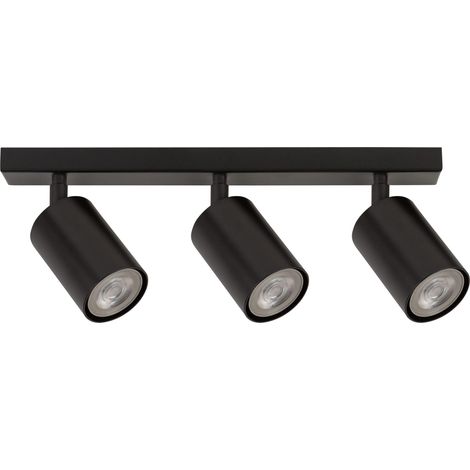 Plafoniera Sigma Zoom nera a barra 3 spot GU10 orientabili (1/2)
