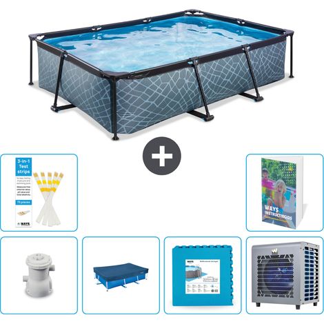 Exit-toys Piscina Exit Rettangolare - Effetto pietra - 300x200x65 cm - 7-pezzi S253 (1/5)