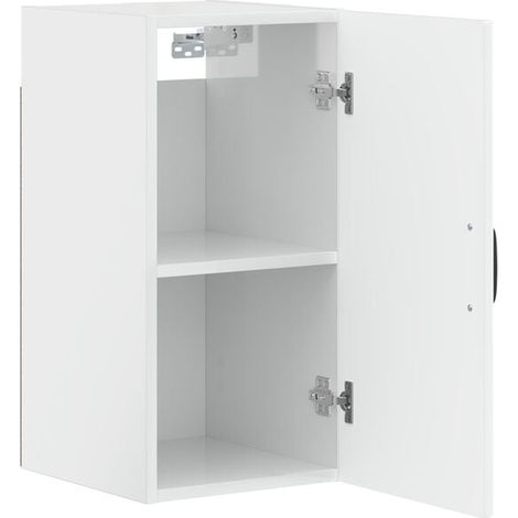 Meuble de Rangement Mural pour Salle de Bain, Armoire de Toilette Suspendue avec Porte, Étagère de Douche Étanche en Blanc Brillant, Organisation et Stockage Moderne (1/5)