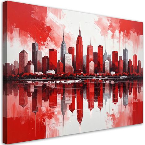 Cuadro en Lienzo, Edificios urbanos rojos Imitación pintura, 30x20 (1/5)