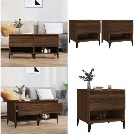 Beistelltische 2 Stk. Braun Eichen-Optik 50x46x50 cm - Industrieller Stil - Beistelltisch - Wohnzimmerstil - Eichendekor - Holzwerkstoffmöbel - Home & Living (1/5)