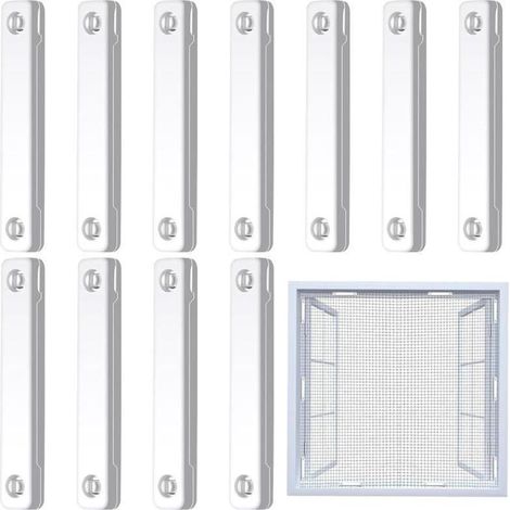 Lot de 12 attaches magnétiques pour moustiquaires - Blanc, fixation solide sans trace, clips de fixation pour fenêtres et portes, adaptés aux appartements, chambres d'enfants et espaces de vie (1/5)