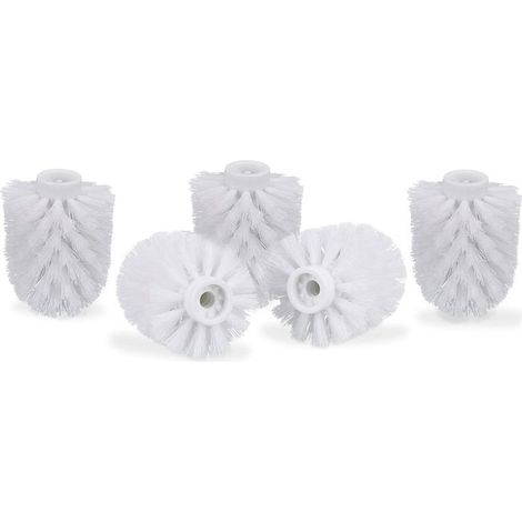 Set mit 5 abnehmbaren WC-Bürstenköpfen, 9,5-mm-Gewinde, Ersatzbürstenkopf-Durchmesser 9 x 7 cm, weiß (1/5)