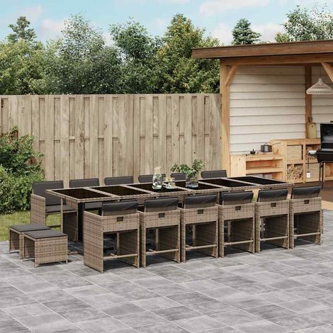 Ensemble à manger de jardin 17 pcs-Salon de jardin et coussins résine tressée 508618 (1/5)