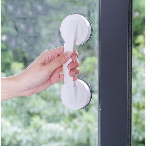 Large Glass Door and Window Handles, Bathroom Sliding Doors, Cabinet Handles, No Drilling Handles, Refrigerator Handles, Shower Grab Bars (White) (1/5)