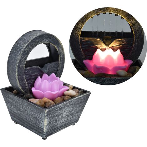 Fontaine de bureau LED USB 3V avec pierres décoratives Fontaine d'eau florale en plastique pour la décoration de la maison ou bureau (1/5)