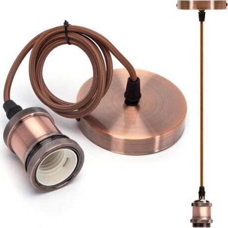 E27 Lamp Holder with Screw Ring, E27 Lamp Socket with Cable, E27 Vintage Lamp Cable Pendant Light, E27 Pendant Lamp Cable Socket with 1m Cable (1/4)