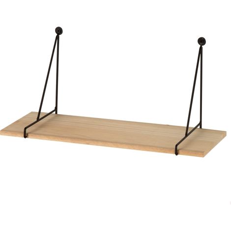 Etagère Murale, 40 cm, Charge maximale 5 kg, avec Supports métalliques triangulaires, Flottante, Effet Bois, Décoration, Salon, Salle à Manger, Cuisine, Salle de Bain (18489) (1/5)