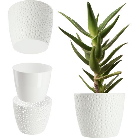 KADAX Blumentopf aus Kunststoff, Pflanzkübel, rund, 17 cm, Weiß