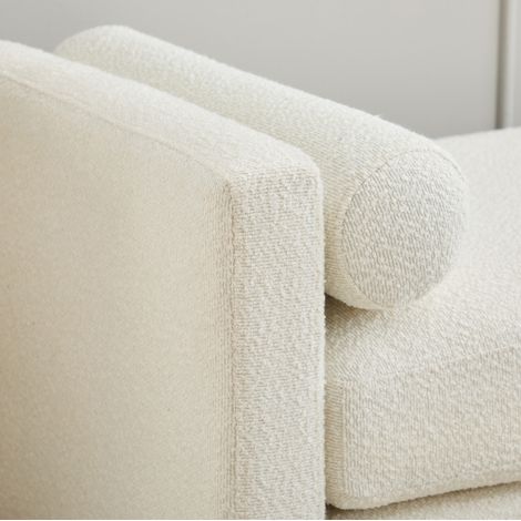 Banquette rembourrée avec pieds en bois et 2 coussins, pour chambre, salon et entrée, couleur ivoire (1/5)