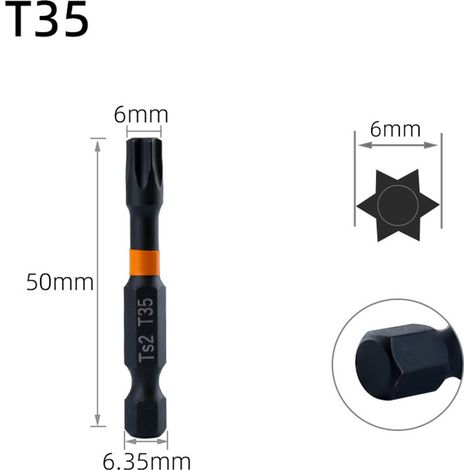 Tournevis Torx - Embouts Magnétiques En Acier Allié - Longueur 50 mm - Tige Hexagonale 1/4 Pouces - Pour Perceuses Électriques Et Tournevis Manuels - Lot De 1 5 Ou 10 Pièces (1/5)