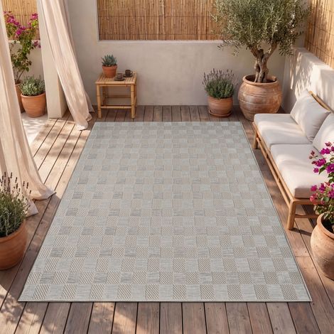 Paco Home Tappeto Per Esterno Da Balcone Terrazza Tappeto Cucina Moderno Boho Etnico 80x250 cm, Beige 8