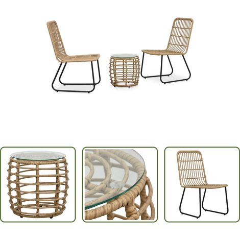 Table de balcon - Ensemble de bistro 3 pcs Résine tressée Chêne (1/5)