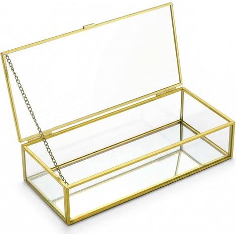 Boîte à bijoux en verre transparente, organisateur vintage pour bijoux et accessoires, boîte décorative pour coiffeuse et chambre (1/5)
