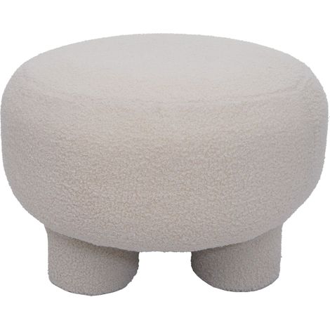 Hocker HHG-942, Sitzhocker Ottomane Polsterhocker Pouf, Stoff/Textil Bouclé (200g/m²) 55cm creme