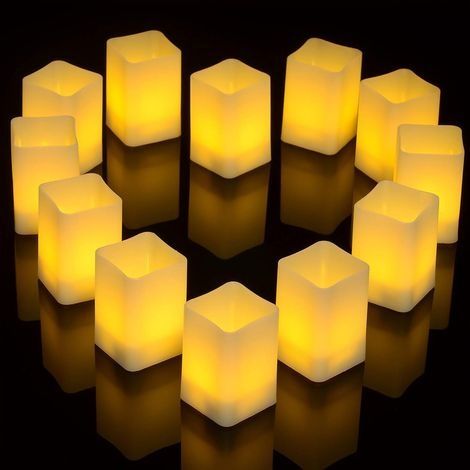 Lot de 12 bougies à LED vacillantes sans flamme de taille moyenne à Pôles pour la maison, un mariage, un festival - Blanc chaud (1/5)