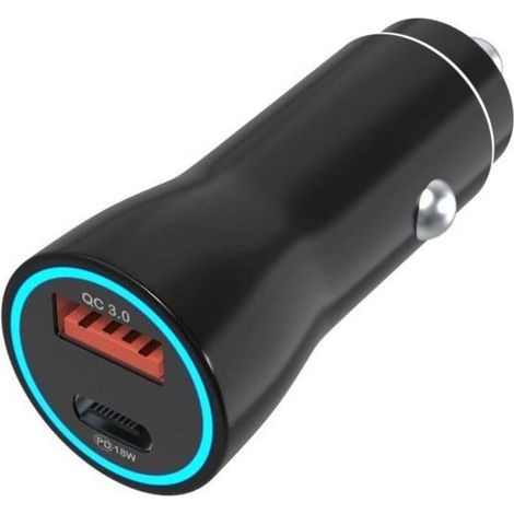 Chargeur voiture rapide - Phonillico - iPhone 15/15 Plus/15 Pro/15 Pro Max - 18W - USB - USB-C - AquaForge (1/4)