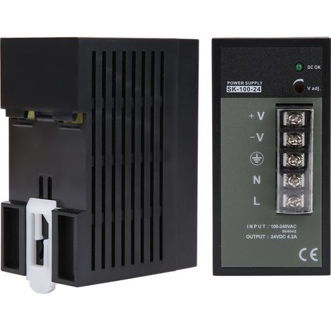 Alimentation à découpage pour rails électriques, norme DIN, interrupteur réglable de qualité industrielle SK-100-24, 100-240 V CA (1/5)