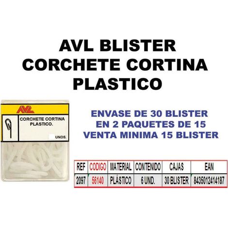 Kunststoff-Vorhanghaken Blister 2097 AVL