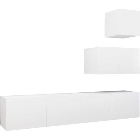 Maison Exclusive - Set Mobili Porta TV 4 pz Bianco in Legno Multistrato (1/5)