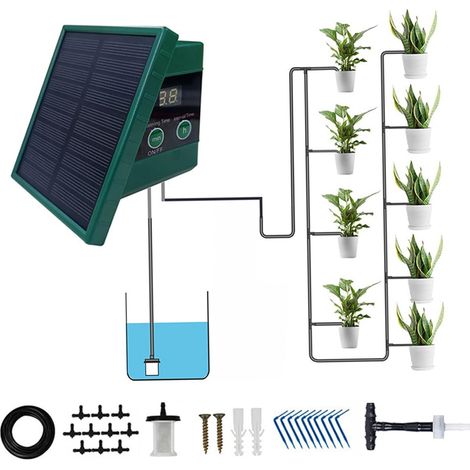 Système d'irrigation goutte à goutte solaire - - ip65, 9 modes de temporisation, tuyau de 10 mètres - minuterie d'irrigation (1/5)