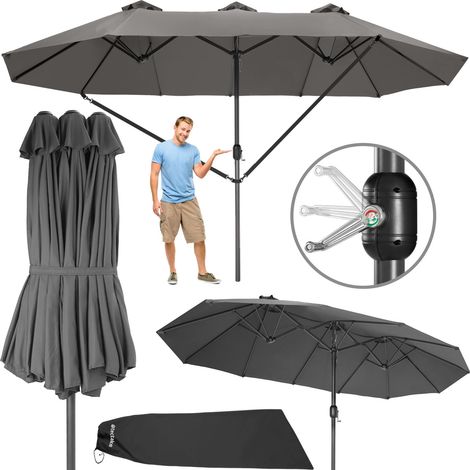 Parasol 460x270 cm réglable en hauteur aluminium gris