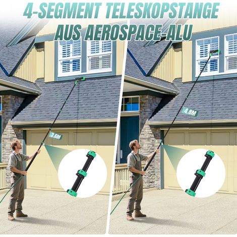 Wolketon Spazzola telescopica 3,6 m, con getto d'acqua regolabile, 4 posizioni, ideale per il giardino (1/3)