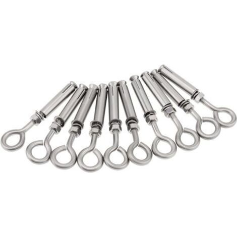 Set mit 10 Ringschrauben aus Beton M6 x 89 mm, Wand Ringschraube aus Edelstahl, Ziegelanker mit Schulter, robuste Spreizschraube, Hebeöse
