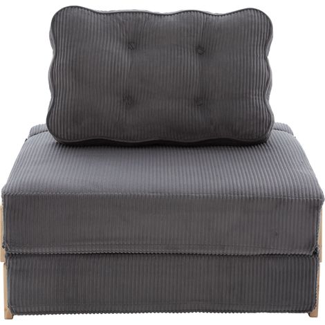 Canapé-lit 1 place en cord gris – style scandinave, dossier inclinable, pieds robustes – idéal pour petit appartement ou chambre (1/5)