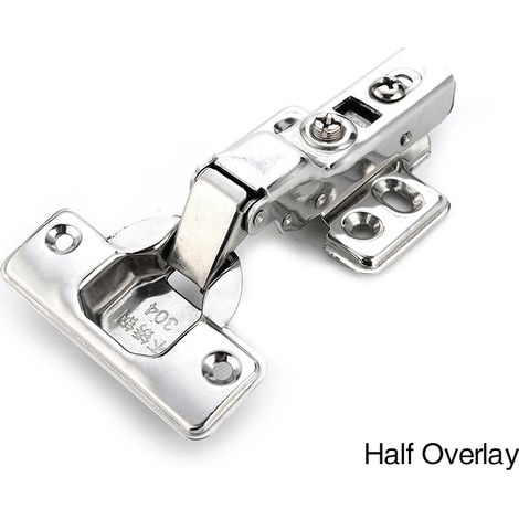 Charnières hydrauliques de porte en acier inoxydable (série à recouvrement partiel) avec amortisseur de fermeture douce pour meubles et armoires. (1/5)