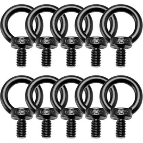 [NEVER USED] Pack of 10 M8 black 304 stainless steel eye screws for hanging and securing hanging ornaments and flower pots