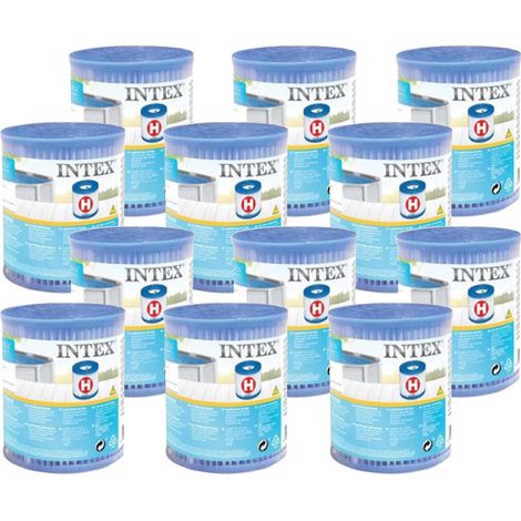 Lot de 12 cartouches de filtration H – Dimensions 10,8 x 20,2 cm – Fibre Dacron pour filtration efficace – Compatible avec filtres INTEX