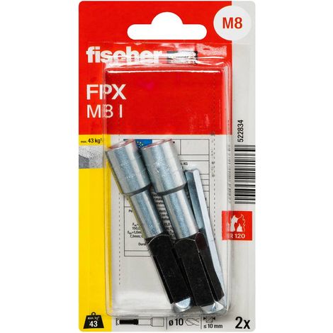 Tassello acciaio FPX M8 I K filettato internamente conf. 2 pz