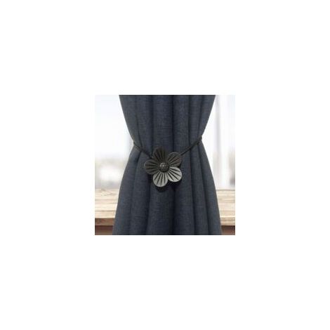 2-teiliges Set magnetischer Gardinenhalter, magnetische Gardinenclips, Gardinenclips mit schönem Blumenmuster, Gardinenzubehör für Wohnzimmer, Schlafzimmer und Büro (Schwarz) - Crezuo