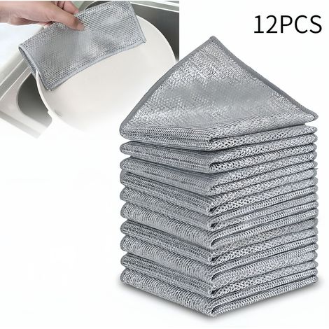Lot de 12 chiffons multifonctions en maille d'acier, lavables et réutilisables, pour nettoyage humide et sec - torchons double face anti-rayures, parfaits pour la vaisselle et la cuisine (1/5)